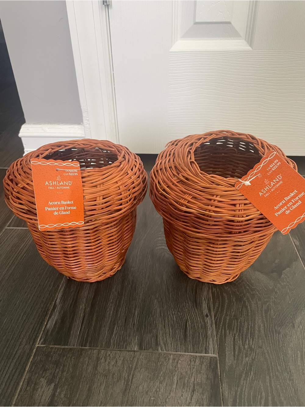 Ashland Wicker Acorn Baskets - Set of 2